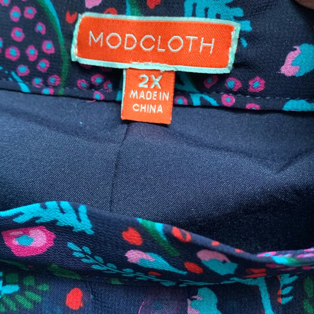 ModCloth Navy  Floral Pleated Skirt - Picture 7 of 7